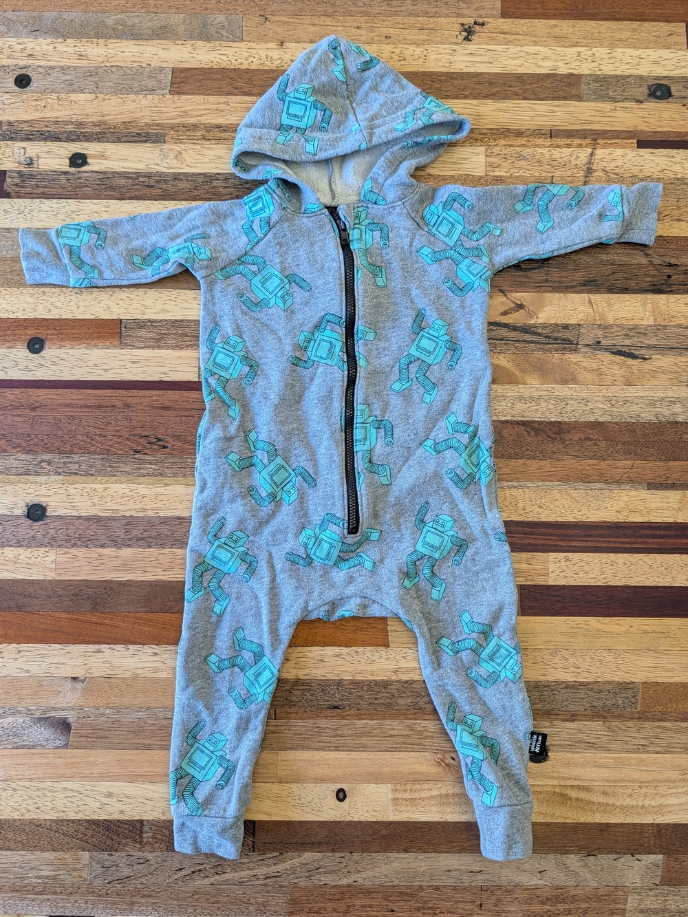 Hooded Robot Print Zip Romper